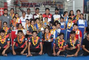 rastiye cadets avam junior kick boxing pertiyogita me faridabad ke khiladiyo ka rha shandaar perdarshan