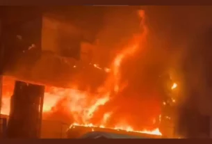 A massive fire broke out in a furniture showroom