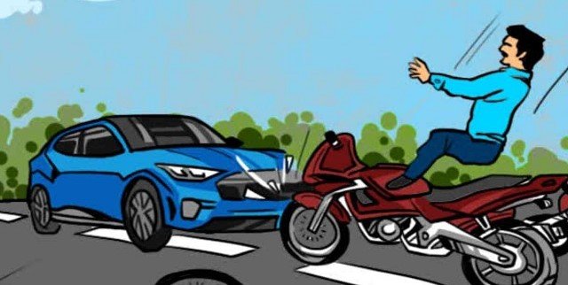 speeding car hits a bike rider