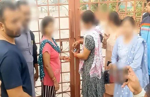 family members locked the school gate
