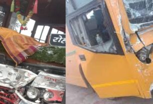 Collision between private bus and Sonipat University bus