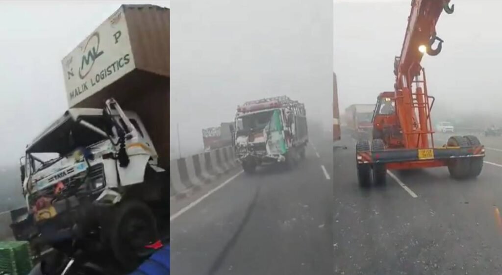 Agra National Highway पर कोहरे के कारण हुआ हादसा, कई वाहन टकराए, दुर्घटनाग्रस्त एक वाहन में भरे मुर्गों को देख जनता ने मचाई लूट 2 New Project 28