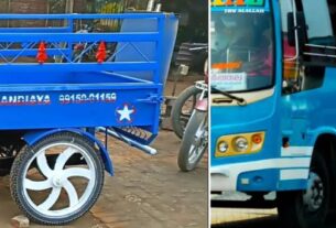 Private bus hits Jugadu bike hawker