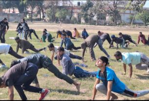 Children got Surya Namaskar done by Geeta Parivar