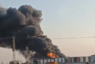 A massive fire broke out in a foam mattress manufacturing factory