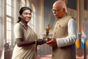 BJP leader LK Advani and presented Bharat Ratna