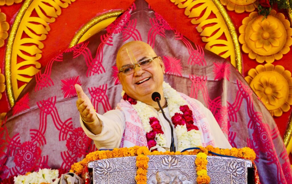 By pulling the chariot of Lord Krishna - 2