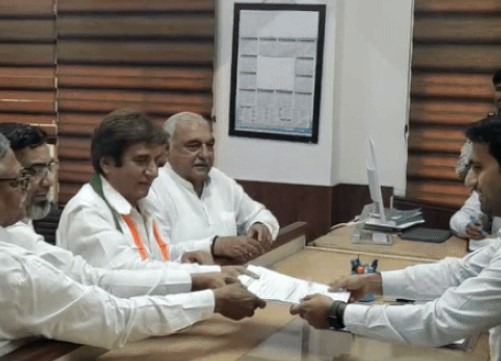 Congress candidate from Gurugram Raj Babbar filed nomination papers