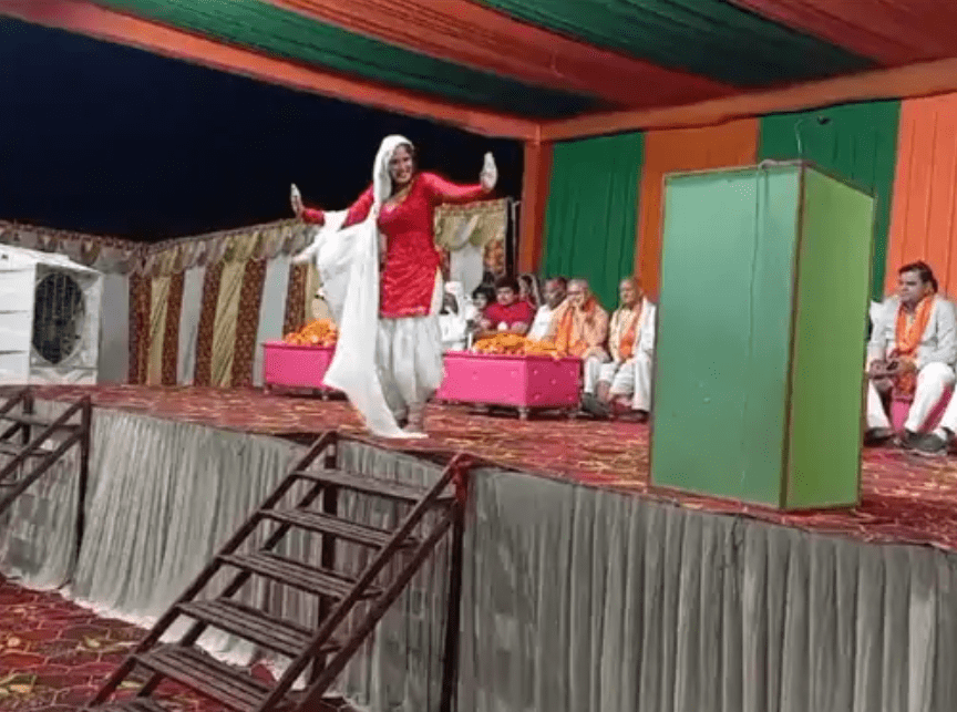 Obscene dance at BJP election meeting in Faridabad