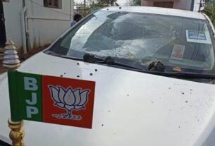 BJP leader's car vandalized