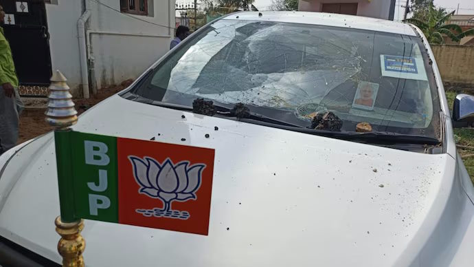 BJP leader's car vandalized