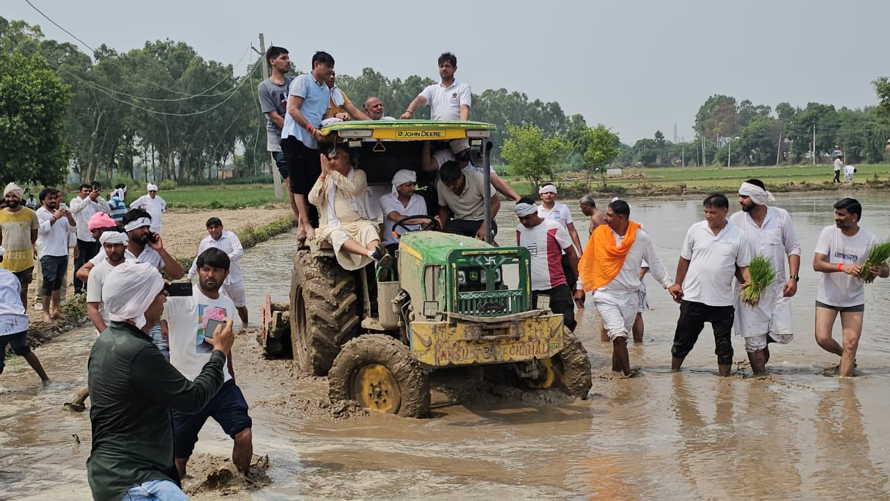 Deepender Hooda drove a tractor