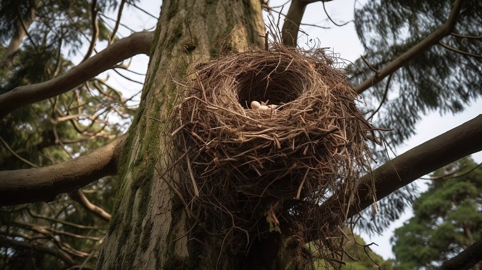 pngtree bird s nest on the top of a tree image 2523361