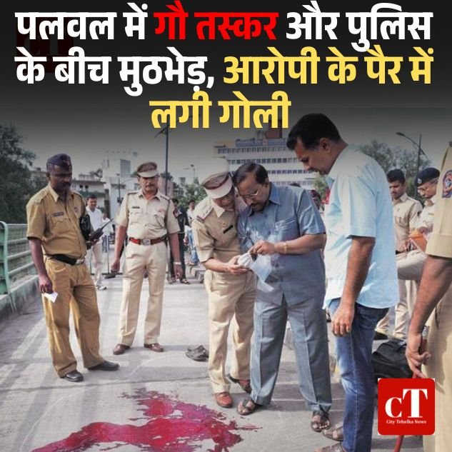 पलवल में गौ तस्कर और पुलिस के बीच मुठभेड़, आरोपी के पैर में लगी गोली